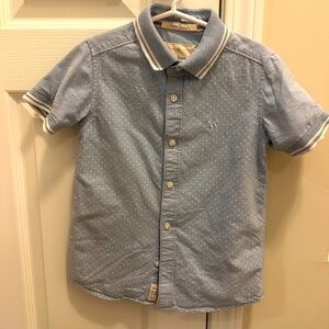 Chambray Blue Polka Dot Kids Shirt